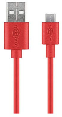 Goobay 43700 Micro USB Lade und Synchronisationskabel für Android-Geräte, Rot