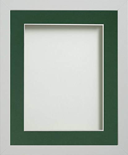 Frame Company Allington White 20x16 inch Frame With Bottle Green Mount For Image 15x10 inch *Choice of sizes* Fitted with Real Glass