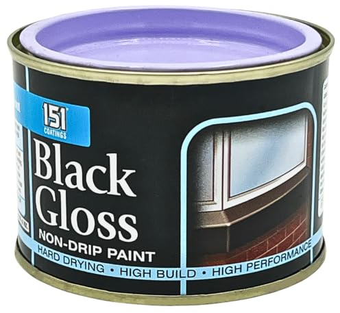 151 Non Drip Black Gloss Paint (180ml) | High Gloss Finish For Wood, Metal & Concrete - Interior & Exterior Durable Glossy Protective Topcoat | Surface Restoration
