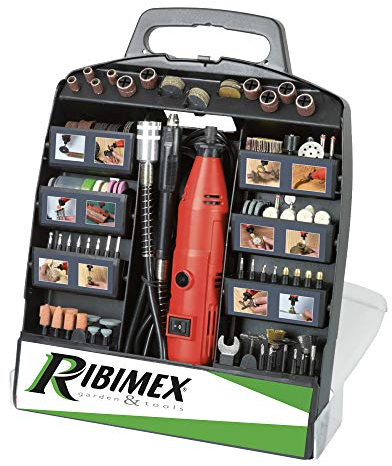 RIBIMEX PROMKIT301 Kit mini trapano in valigetta, 300 Pezzi, per modellismo