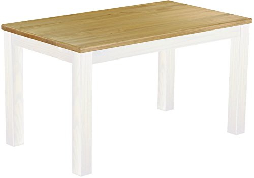 B.R.A.S.I.L.-Möbel Esstisch Rio Classico 140x80 cm Brasil Weiß Holz Pinie Massivholz Esszimmertisch Echtholz ausziehbar vorgerichtet für Ansteckplatten