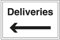V Safety Deliveries With Arrow Left Sign - 300mm x 200mm - 1mm Rigid Plastic