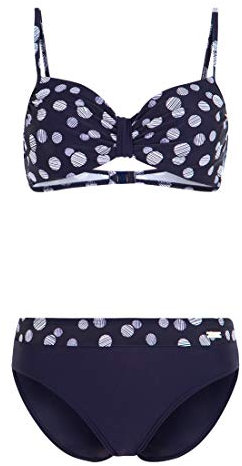 Lascana Damen Damen Bügel Bikini Set im Punkte- Design mit miederverstärktem Top und komfortabler Hose