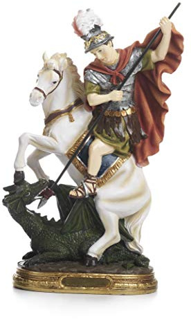 Paben Articoli Religiosi Statua San Giorgio e il drago in resina cm. 30,4