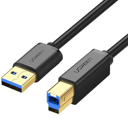 UGREEN USB-A 3.0 & USB-B 3.0 Druckerkabel, 1 Meter, schwarz