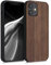 kwmobile Hülle kompatibel mit Apple iPhone 12 / iPhone 12 Pro Hülle - Holz Case - stoßfestes Handy Cover - TPU Handyhülle in Dunkelbraun