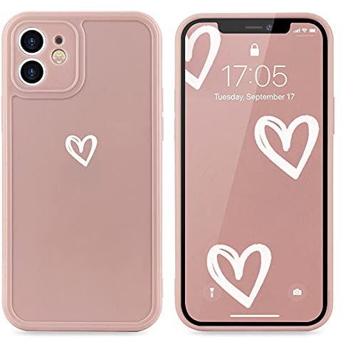 LAPOPNUT for iPhone 12 Pro Max Phone Cases for Women Girls Personalised Cute Heart Design Shockproof Protective Soft TPU Phone Case Back Bumper Slim Cover Cases iPhone 12 Pro Max Pink