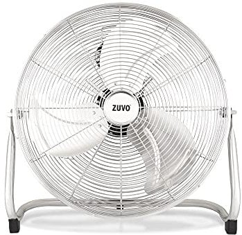 Zuvo 20 High Velocity Electric Floor Fan, 3 Speeds Heavy Duty Metal Quiet Oscillating Fan for Home Commercial Residential Use, Outdoor Indoor Fan for Maximum Air Flow (Chrome)