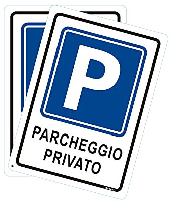 Andchi 2 Pezzi Cartello Segnaletico di Parcheggio Privato, Segnale Stradale in Metallo in Alluminio, 25 x 35 cm, Impermeabile, Antiruggine, Resistenza allo Sbiadimento