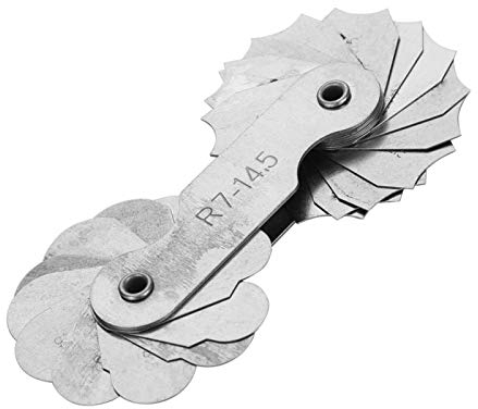 Stainless Steel Radius Gauge, Portable Radius Fillet Gauge Set Concaven Convex Measuring Tool R0.3-1.5/ R1-6.5/ R7-14.5/ R15-25/ R25-50/R52-100 for Die Makers Check(R7-14.5MM)