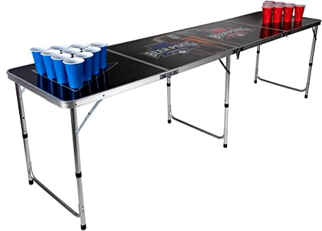 Lifetime Games Faltbarer Bierpong Tisch – Bierzeltgarnitur Aufgebaut 240 x 60 x 70 cm – Bierpong Tische Kompakt Klappbar auf 60 x 60 x 15 cm – Beer Pont Tisch mit Griff – Aluminium - Schwarz