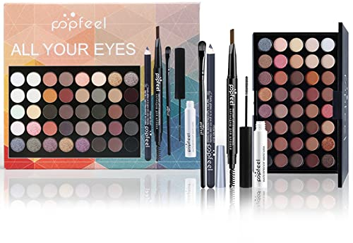 FantasyDay Multifunktions Exquisite Make-up Geschenkset Kosmetik Schmink Kit für Gesicht, Augen und Lippen - Makeup Paletten Schminkkoffer mit Lidschatten Palette, Lippenstift, Rouge, Mascara, Pinsel