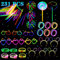 Knicklichter Party Set, Knicklichter, 100 Leuchtstäbe mit 131 Anschlüssen, Partylichter Schmetterlinge, Brillen,Windmühle, Lutscher， Ketten, Haarreifen, Leuchtball, Leuchtstäbe mit Verschiedenen