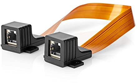 Ex-Pro Patch Network Cable Window Feed-Through Extender 2x RJ45 CAT5e Female Unshielded U/UTP 0.3m Black