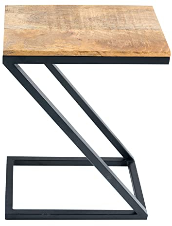 riess-ambiente.de Industrial Beistelltisch Butler 30cm Natur Mangoholz Metall schwarz Couchtisch Z-Design