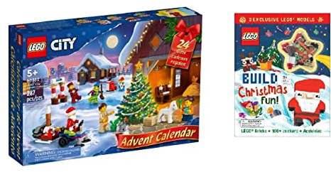 Lego City 60352 Adventskalender 2022 plus Bonus Urlaub LEGO Weihnachten 100 Sticker Aktivitätsbuch & Santa Minifigur Geschenkset