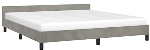 vidaXL Bettgestell mit Kopfteil, Bettrahmen mit Lattenrost, Bett Polsterbett mit Stützbeinen, Schlafzimmerbett Doppelbett, Hellgrau 160x200cm Samt