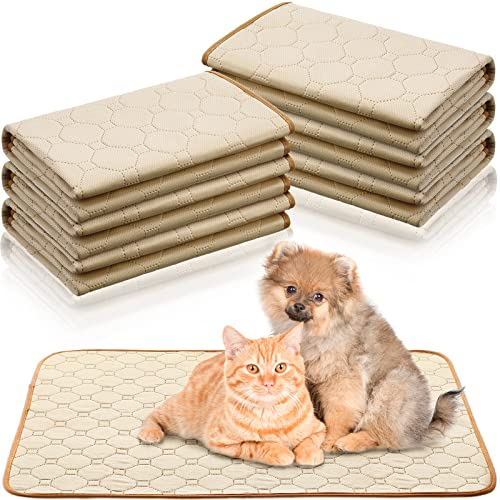 6 Stück Waschbare PIPI Pads Wiederverwendbare Urin Unterlage rutschfeste Trainingspads wasserdichte Trainingsunterlage Welpen Unterlage für Haus Reise Transportbox (Beige, 47 x 60 cm)