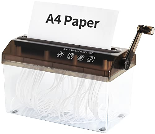 Destructeur Manuel - Outil de Coupe Droite de Papier A4 Mini Broyeur de Papier Portable Capacité 3L pour Fichiers A2 Pliés Documents Bureau à Domicile Fournitures de Bureau Noir Transparent OF02BK