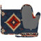 Mxocom Southwest Diamond Blue Red Hitzebeständige Ofenhandschuhe und Topflappen, indischer Stil auf blauem und rotem Hintergrund, Küche, rutschfest, zum Kochen, Backen, Grillen