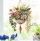 wolga-kreativ Fenstersticker Fensterbilder Glasdekorfolie Motiv Fensterfolie Fenstertattoo Bunte Blumen Hängepflanzen im Topf Deko Küchenfenster wiederverwendbar selbstklebend Sichtschutz