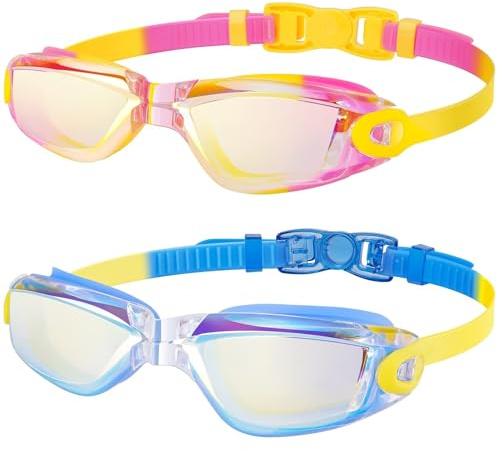 EasYoung Schwimmbrille für Kinder, Jungen, Schwimmmaske, 2er-Pack, Schwimmbrille für Kinder, Jugendliche, UV-Schutz, Wassersport, Schwimmbadbrille
