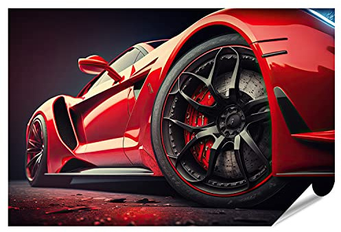 islandburner XXL Bild Poster Roter Sportwagen passend für Premium Bilder Fotodruck IXDJ-PKL