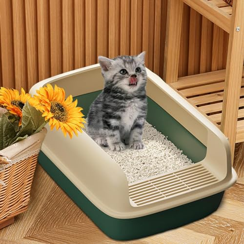 Arenero para Gatos | Bandeja Higiénica Arenero Gatos | Caja De Arena Grande con Parte Superior Abierta Y Pared Alta con Recogedor | Bandeja Higiénica Gatos para Una Fác Limpieza Y Control De Olores