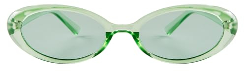 Laurinny 90er Retro Sonnenbrille für Damen Herren Kleine Schmal Retro Oval Sonnenbrille Gläser(Grün/Hellgrün)