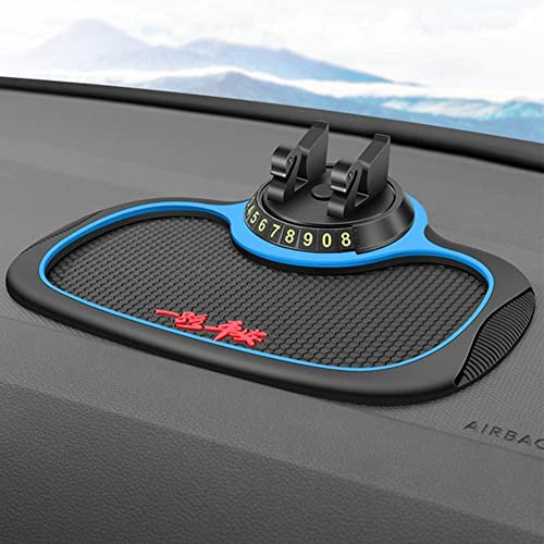 Multifunction Car Anti-Slip Mat,3 In 1 Car Dash Organizer with Parking Number Plate,ABS Pad Holder with Universal Cell Phone Holder,Removable Instrument Panel Bracket,Car Dashboard Mat for Phone,Keys