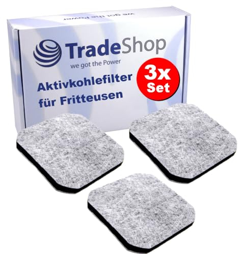 3x Trade-Shop Aktivkohlefilter/Antigeruchsfilter/Filtermatte kompatibel mit Tefal, kompatibel mit Moulinex Fritteusen, Ersatz für Tefal 792633