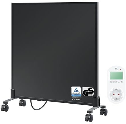 BR Bringer Infrarotheizung Standgerät - 300 Watt - Energiesparend - Mobile Elektroheizung mit Standfüßen auf Rollen, Steck-Thermostat - 5 Jahre Garantie, TÜV - Deutsche Qualitätsmarke (schwarz)