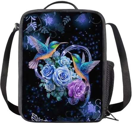 SEANATIVE Lunchtasche mit Kolibri-Blumen für Frauen und Mädchen, langlebig, Lunch-Organizer, isolierte Mahlzeiten-Tasche für Reisen, Arbeit, Outdoor