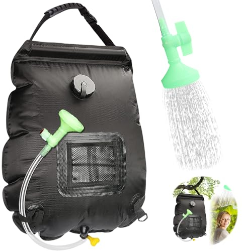 MIUUIPI Sac de Douche Solaire Camping, 20L Douche de Voyage avec Pomme de Douche, Pliant Extérieur pour Douche, Sac de Douche Solaire Portable, Température 45 °C pour Randonnée Escalade