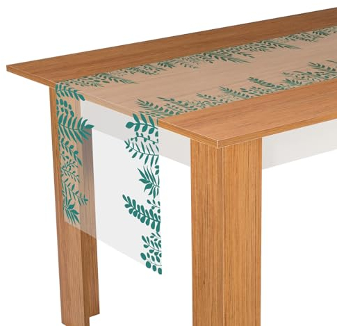 WEDNOK Eukalyptus Tischläufer 10mx30cm Tischband Grün Blatt Tischdecke Glitzer Tisch Dekoration Drinnen Draußen Party Tischdeko für Hochzeit Taufe Kommunion Konfirmation Weihnachten