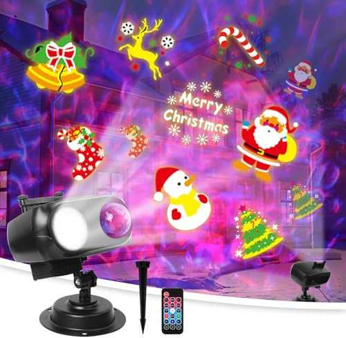 Halloween Projector Lights Outdoor, 12 Slides Patterns & 10 Colors Ocean Wave Waterproof Holiday Projector Light for Outdoor Indoor Xmas Holiday Party Patio Garden Decoration
