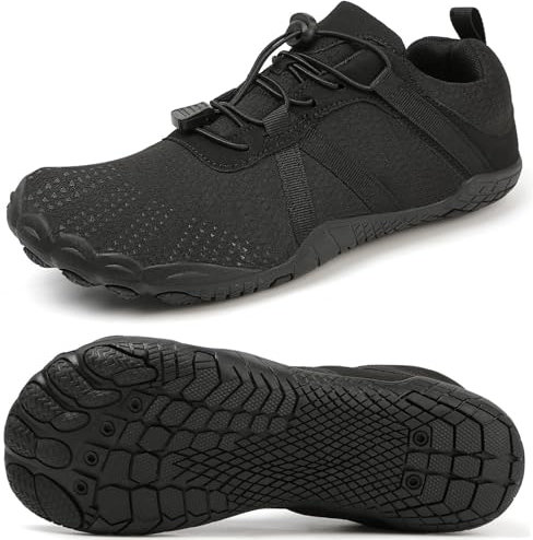 ziitop Chaussures Pieds Nus Femme Homme Chaussures Pieds Larges Barefoot Minimalistes Chaussures Confort Chaussure de Trail Running Marche Sport Casual Fitness Tout Noir-1 38 EU