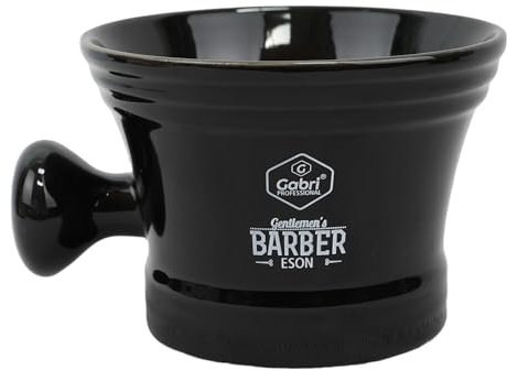 Gabri Professional Porcelain Shaving Bowl with Handle - 11x8 cm Shaving Mug for Soap, Cream, Hairdressing, Barbers & Salons (Style 2)