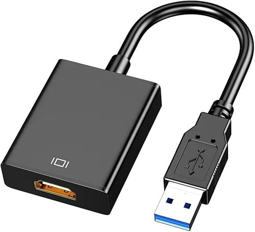 USB to HDMI Adapter, USB 3.0/2.0 to HDMI Adapter Cable, HD 1080P Video Graphics Cable Converter for PC, Laptop, HDTV TV, Compatible with Windows XP 7/8/8.1/10 (Not for Linux, Chrome)