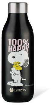 LES ARTISTES Paris A-4375 Bottle'Up 2.0, Thermos 500 ml, Gourde isotherme sans BPA, Réutilisable, Garde au chaud 12h et au froid 24h, Légère, Acier Inoxydable, Design Happy Snoopy