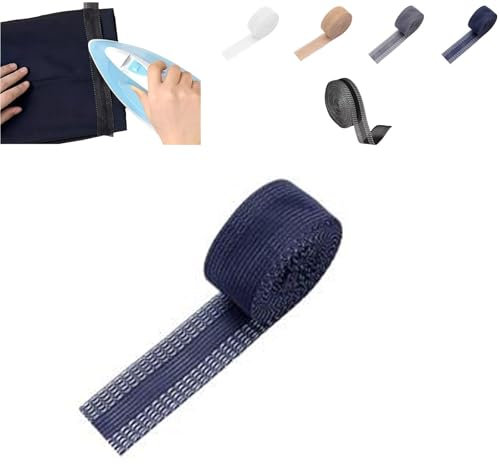 Hem Tape No Sew No Iron,Iron on Hemming Tape,Hemming Tape for Dresses,16.4ft Pants Fabric Tape No Sew Iron on Hemming Tape Fabric Fusing Tape Roll for Sewing Pants Dress Jeans Trousers (blue)