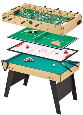 Kangui - 4-in-1-Multi-Spieltisch für die ganze Familie – Tischfußball – Billard – Ping Pong – Hockey