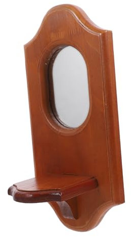 IMIKEYA candelero de la Vendimia Decoración de Pared de Vela de Madera Soporte de Vela de Madera para Pared candelabros candelita Espejo cosmético de Maquillaje Velas aromáticas Vidrio