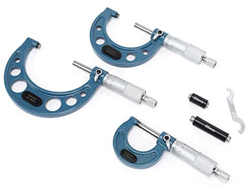 Mikrometer 25 Mm Bis 75 Mm Mikrometer 3 Stücke Mikrometer Lagerstahl Hohe Genauigkeit Außendurchmesser Messwerkzeug 0-75 Mm