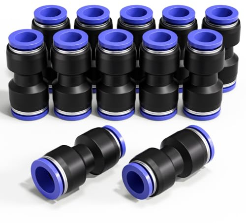 Bwintech 12 Pcs 14mm to 16mm Pneumatic Straight Reducing Push to Connect Adapter Quick Release Reducer Fittings (PG14-16)