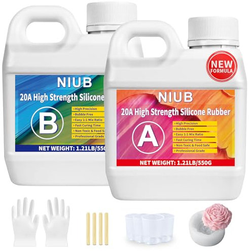 NIUB 20A Silicone Mould Making Kit, 40 oz Silicone Mold Making Kit, Food Safe Mould Making Silicone Rubber, Platinum Liquid Silicone Rubber for Mold Making