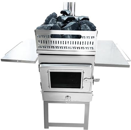 DUNSBY wood stove Camping Folding Wood Stove Charcoal Firewood Storage Sauna Stove Tent Heating Firewood Portable Wood Burning Sauna Stove(Silver)