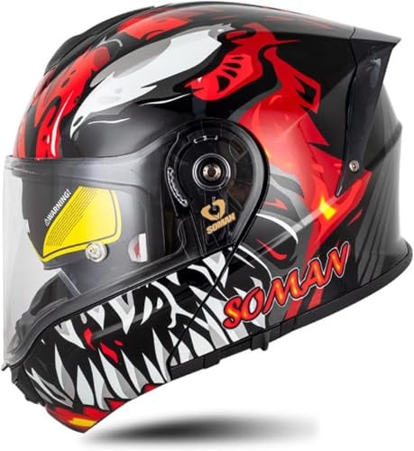Integralhelm für Motorradfahrer, modular, Antibeschlag-Doppel-Sonnenblende, Klapphelm für Cross-Country-Fahrer, Moped-Rennhelm, Unisex, Erwachsene, Herren und Damen, DOT/ECE-Zulassung B,XXXL=65-66cm