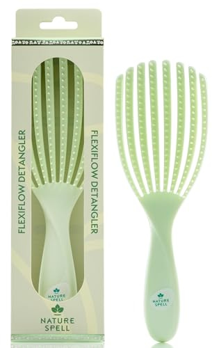 Nature Spell FlexiFlow Detangling Hair Brush, for All Hair Types, Green | Flexible Strands for Gentle Brushing, Eliminates Knots & Reduces Breakage