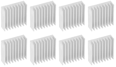 8-teiliger Aluminium-Kühlkörperkühler 50 x 50 x 17 mm – verbessertes thermisches Kühlkörper-Set für CPU-Chip und Leistungsmodul (Mit selbstklebender Rückseite)